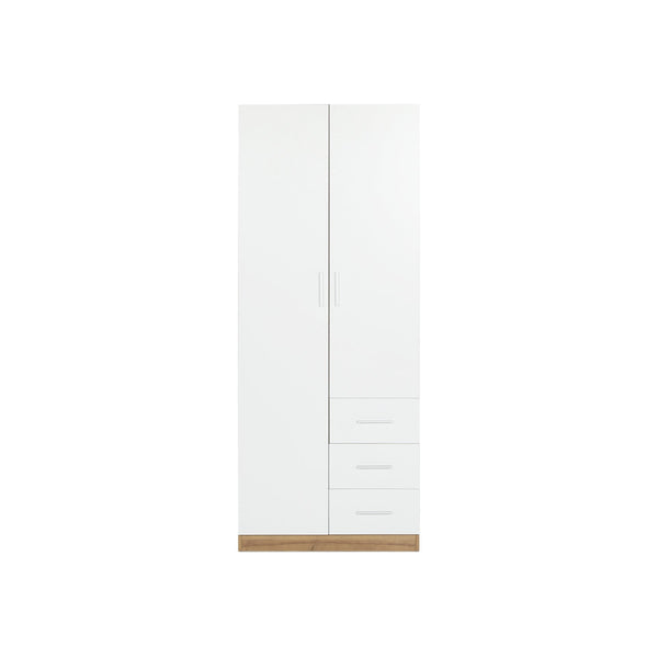Harris 2 Door Wardrobe with 3 Drawers - Oak+White 