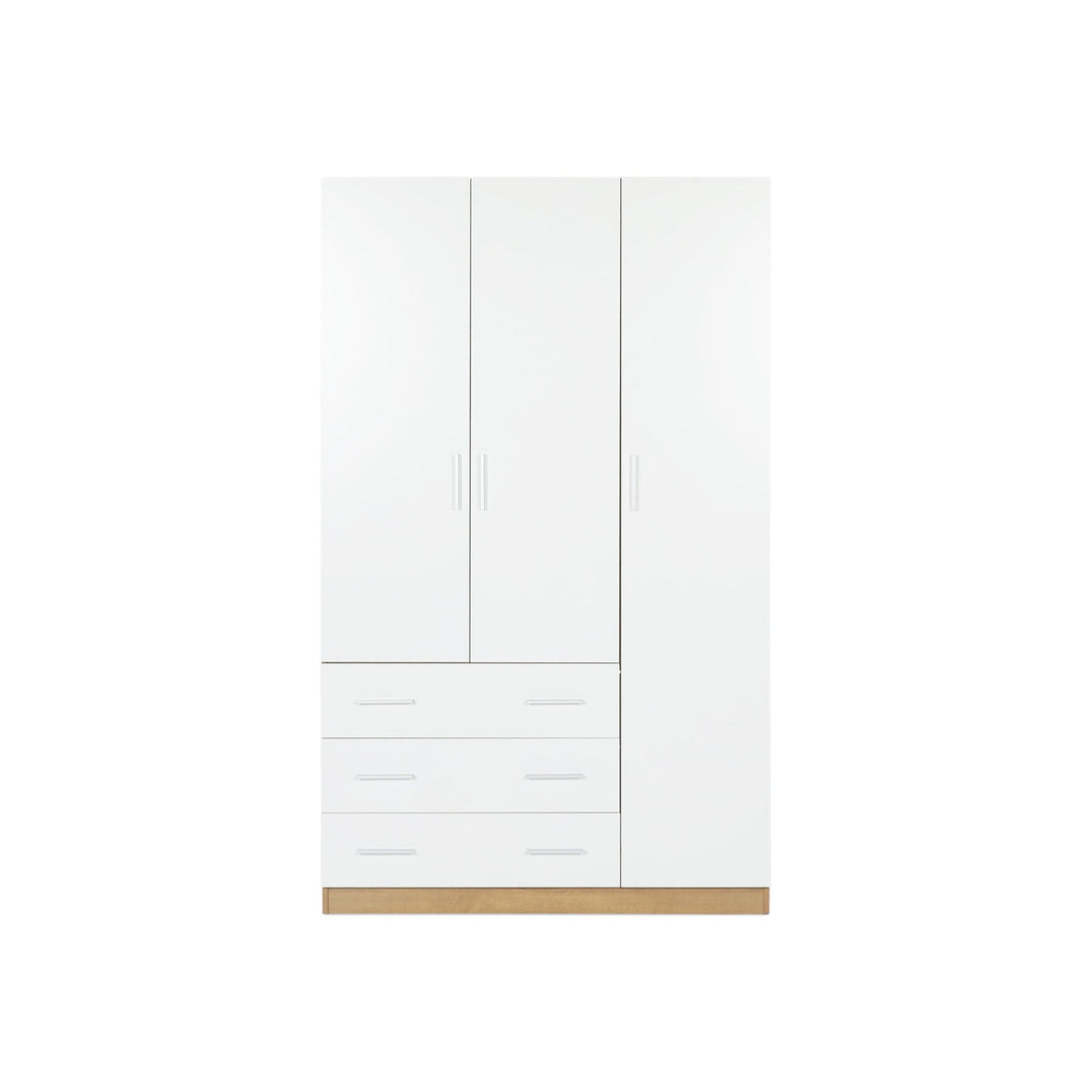Harris 3 Door Wardrobe with 3 Drawers - Oak+White