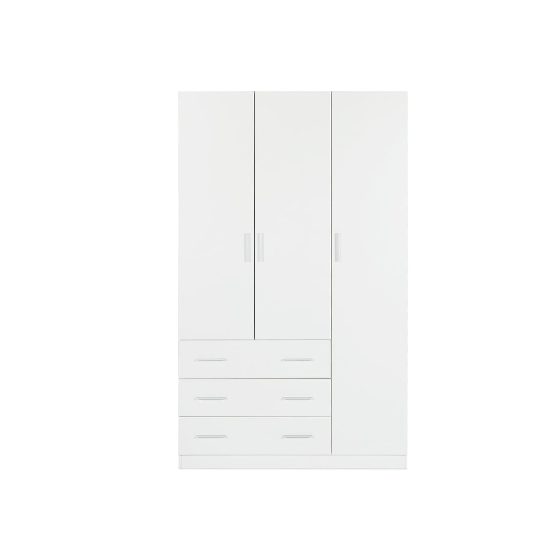 Tongass 3 Door Wardrobe with 3 Drawers - White