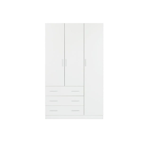 Tongass 3 Door Wardrobe with 3 Drawers - White
