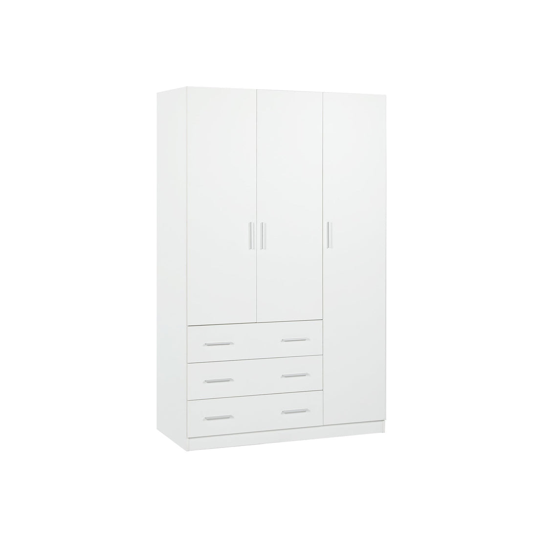 Tongass 3 Door Wardrobe with 3 Drawers - White