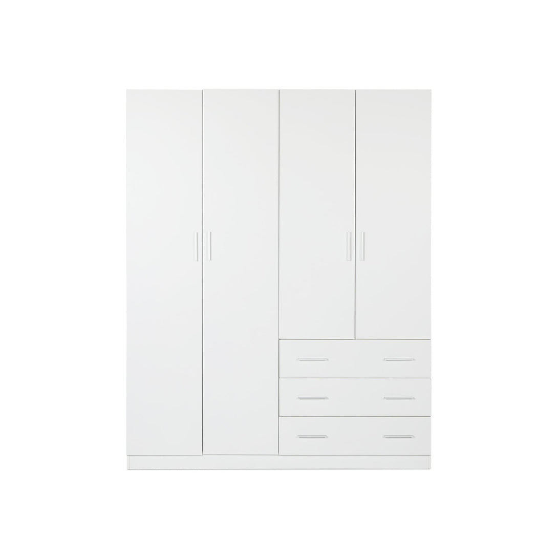 Tongass 4 Door Wardrobe with 3 Drawers - White
