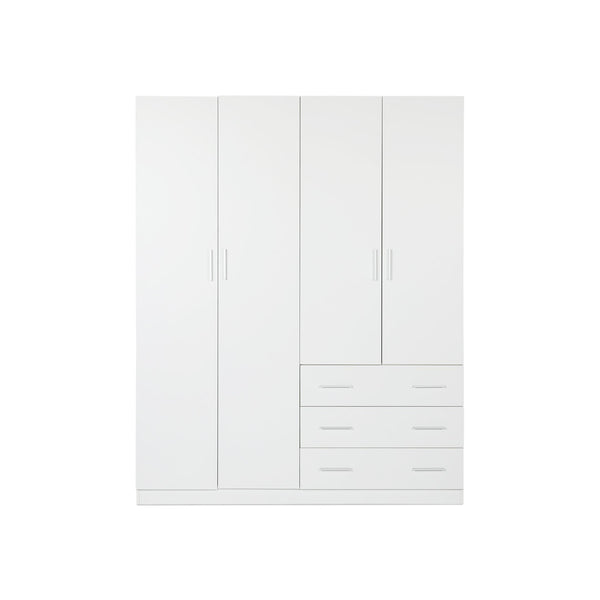 Tongass 4 Door Wardrobe with 3 Drawers - White