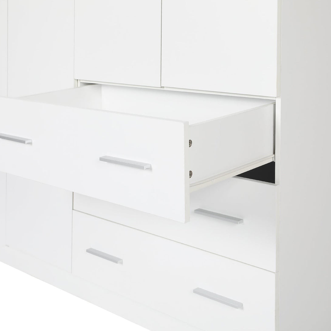 Tongass 4 Door Wardrobe with 3 Drawers - White