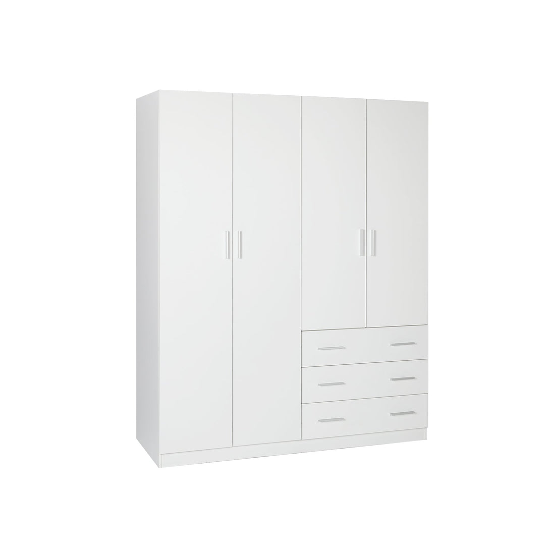 Tongass 4 Door Wardrobe with 3 Drawers - White