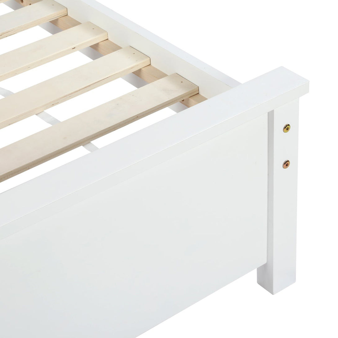 Castor King Single Wooden Bed Frame - White