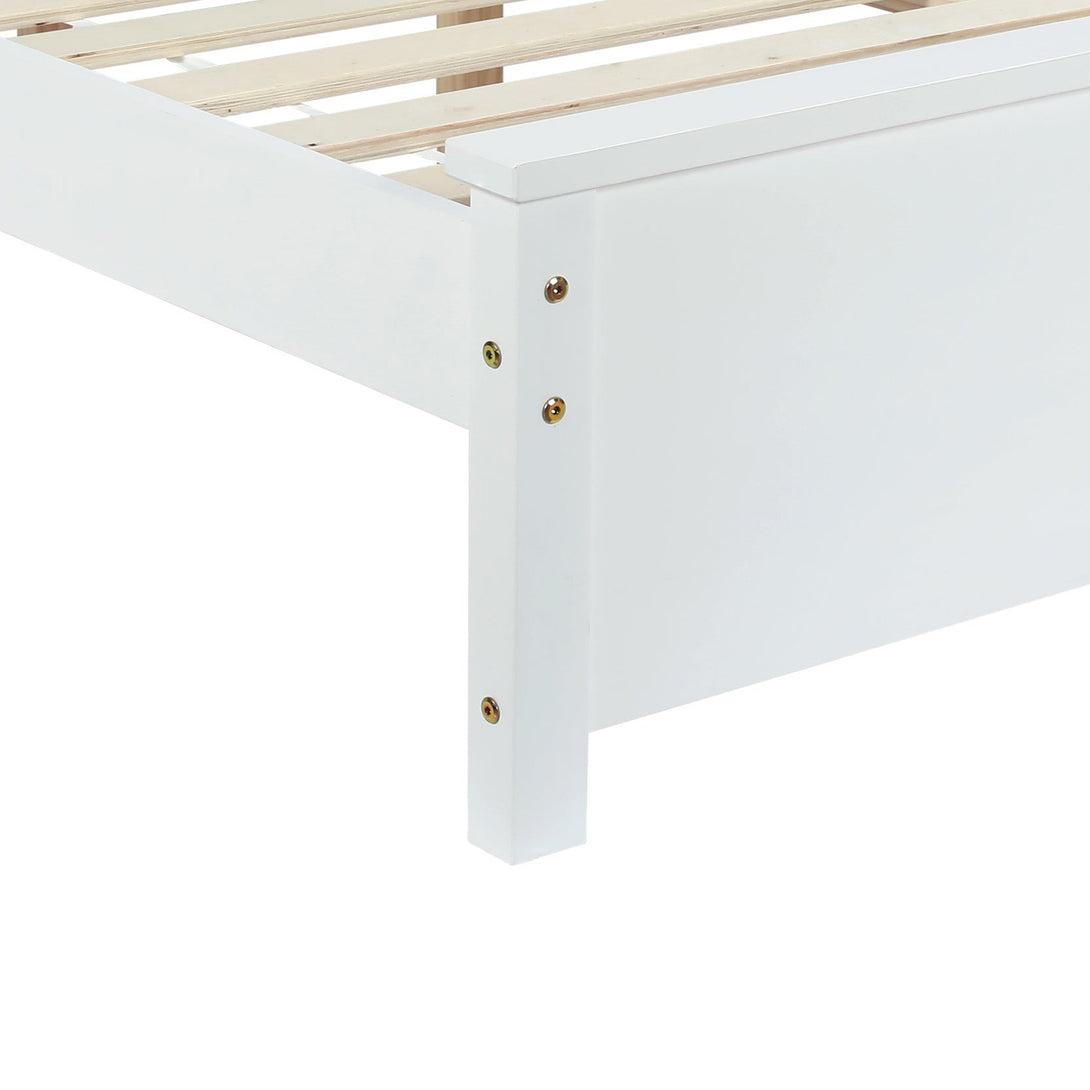 Castor King Single Wooden Bed Frame - White