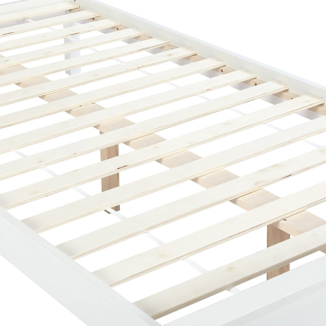 Castor King Single Wooden Bed Frame - White