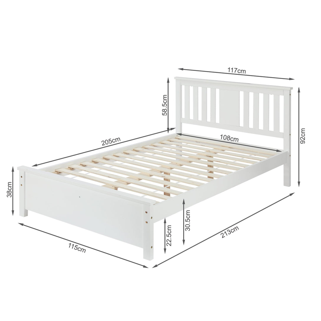 Castor King Single Wooden Bed Frame - White