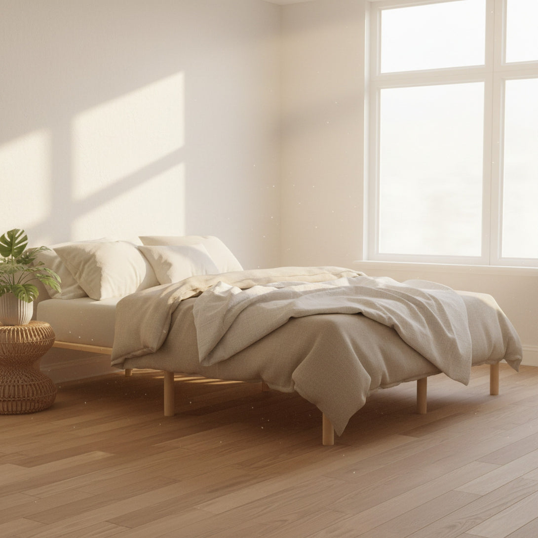 Ohio Queen Wooden Bed Base - Natural