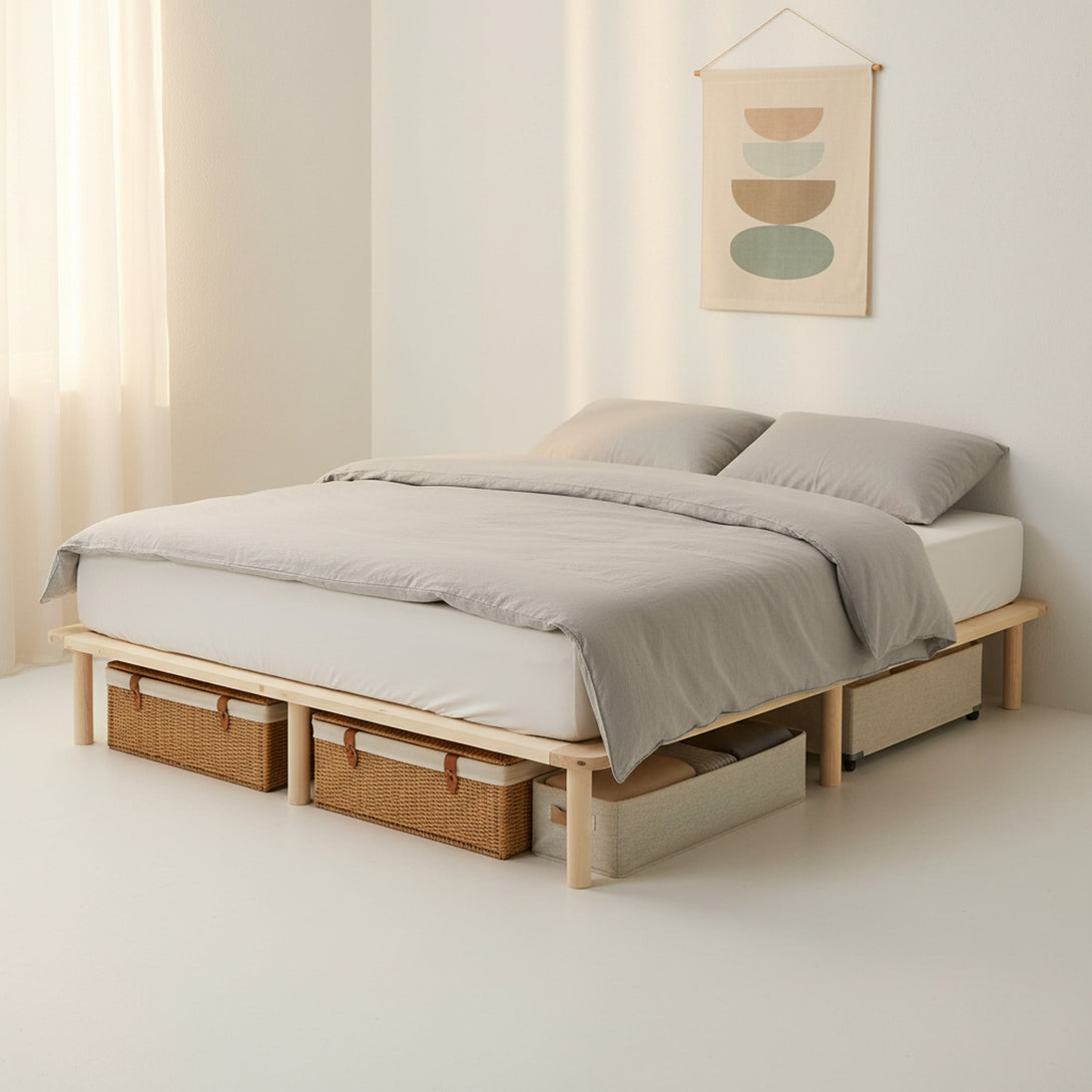 Ohio Queen Wooden Bed Base - Natural