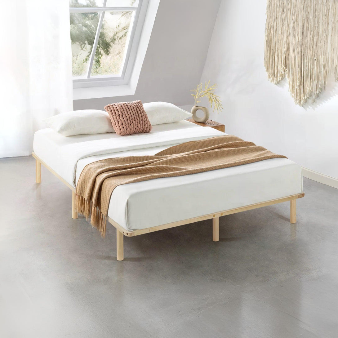 Ohio Queen Wooden Bed Base - Natural