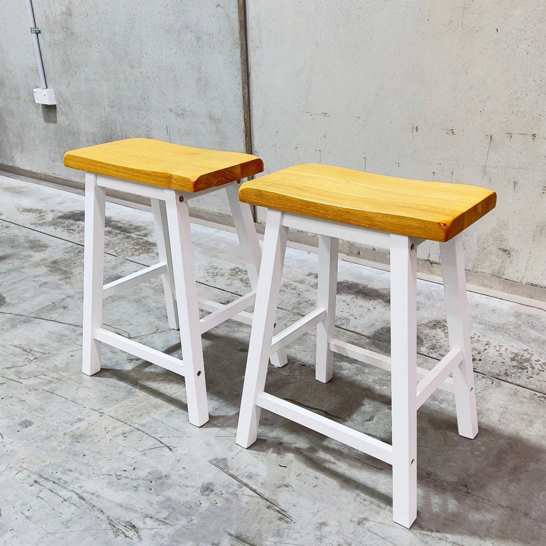 Avon Bar Stool - Set of Two - Oak+White