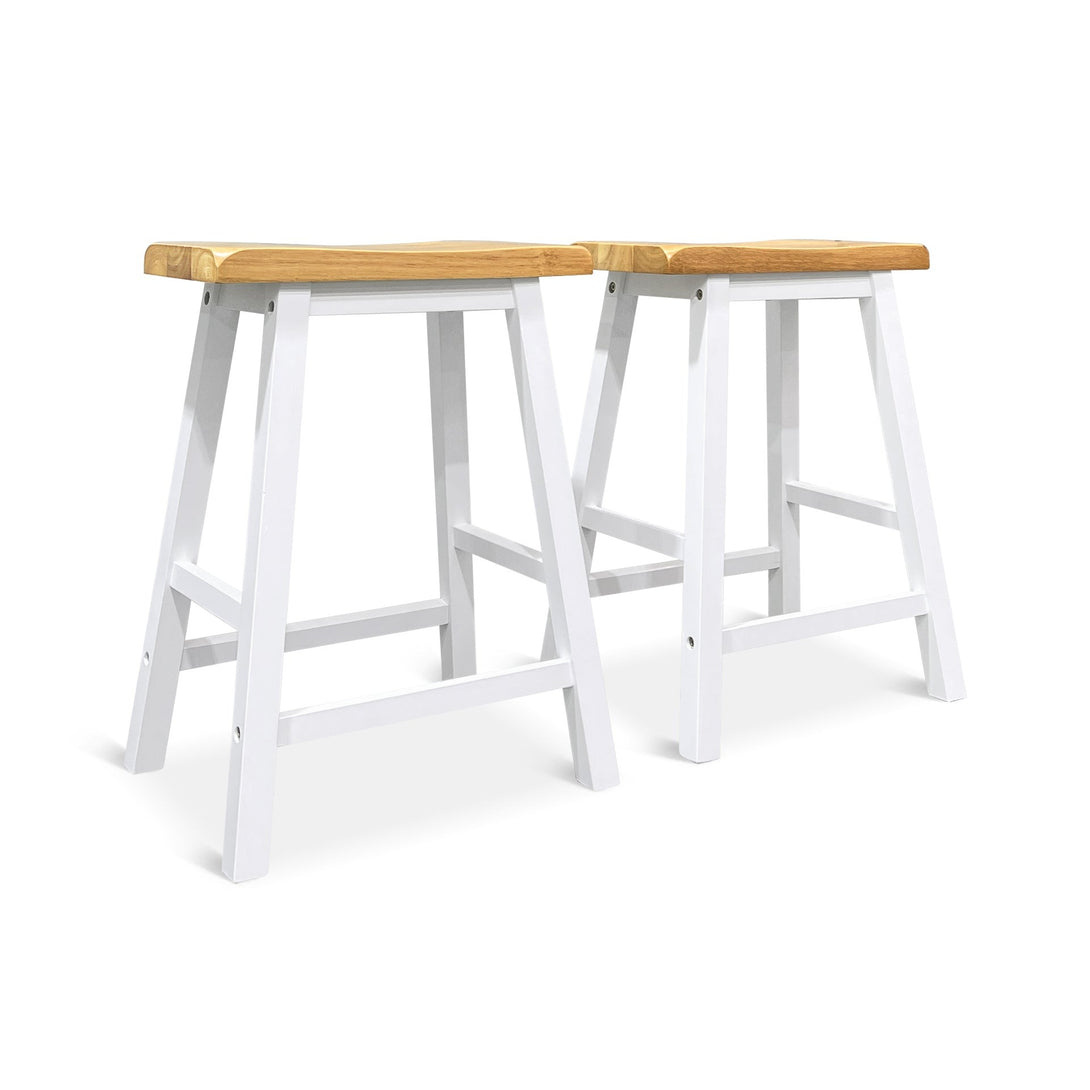 Avon Bar Stool - Set of Two - Oak+White