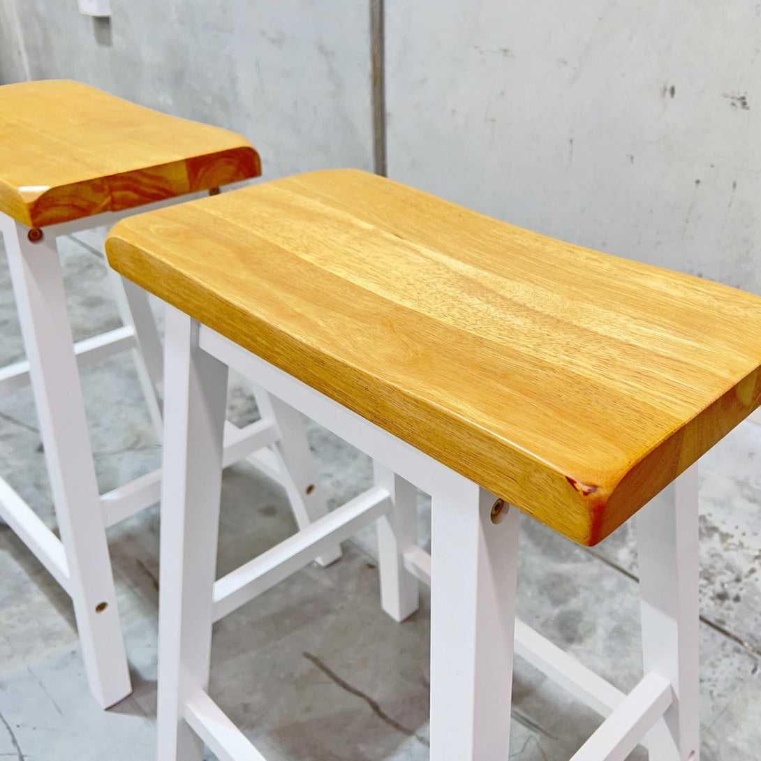 Avon Bar Stool - Set of Two - Oak+White