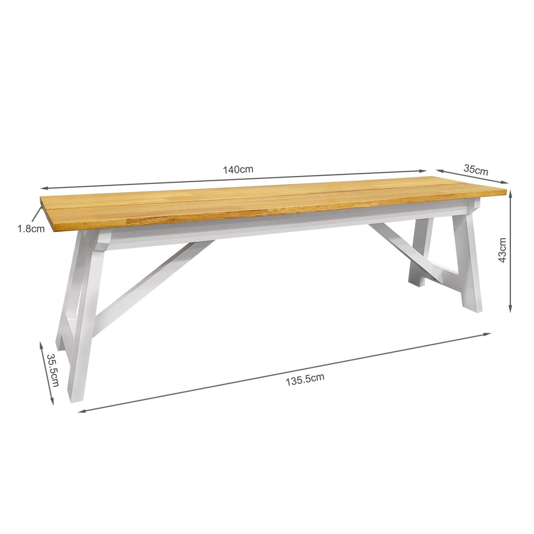 Bali Dining Bench Seat - Oak + White