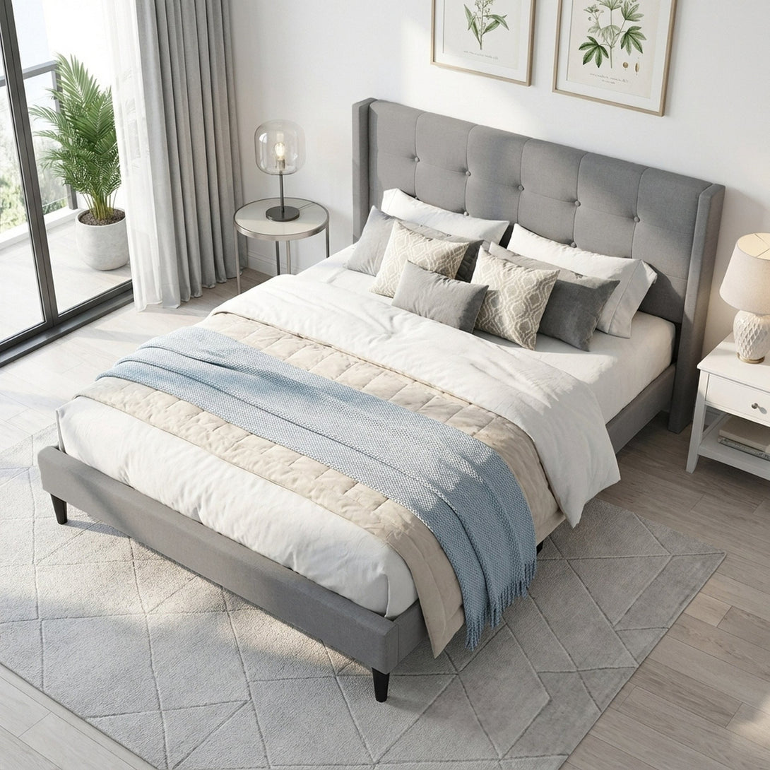 Sealy Queen Bed Frame - Light Grey