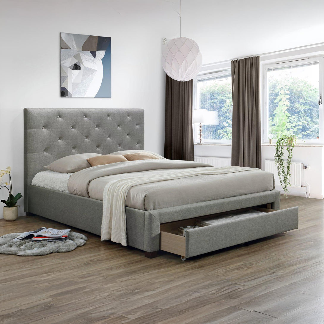 Makra Queen Bed Frame with Storage - Fog
