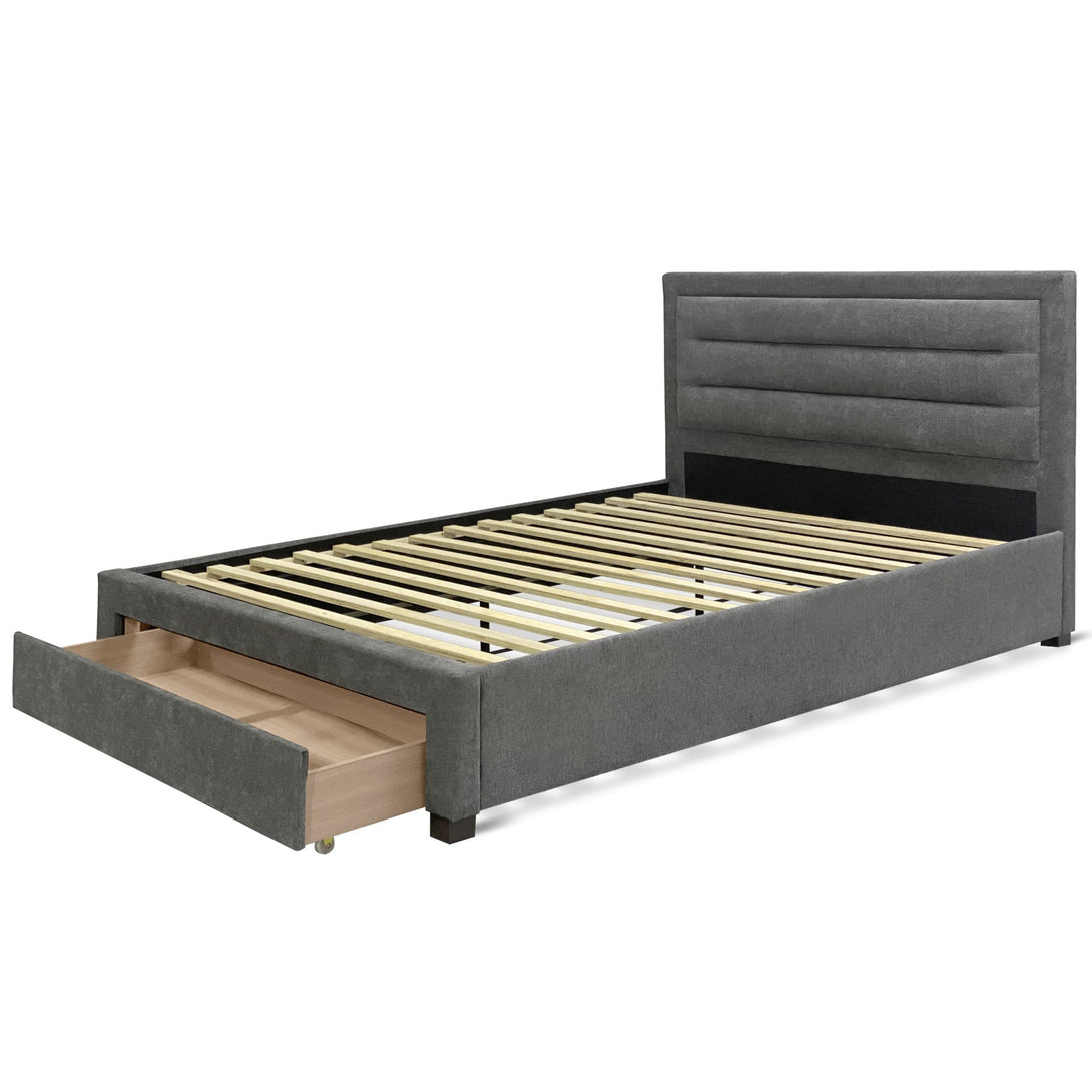Walter Queen Bed Frame with Storage - Grey
