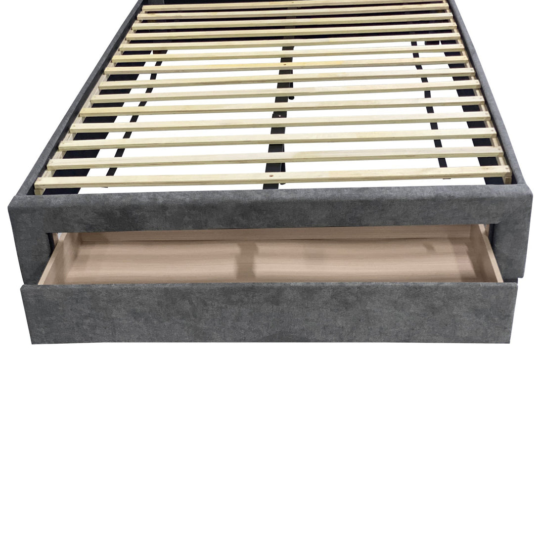 Walter Queen Bed Frame with Storage - Grey