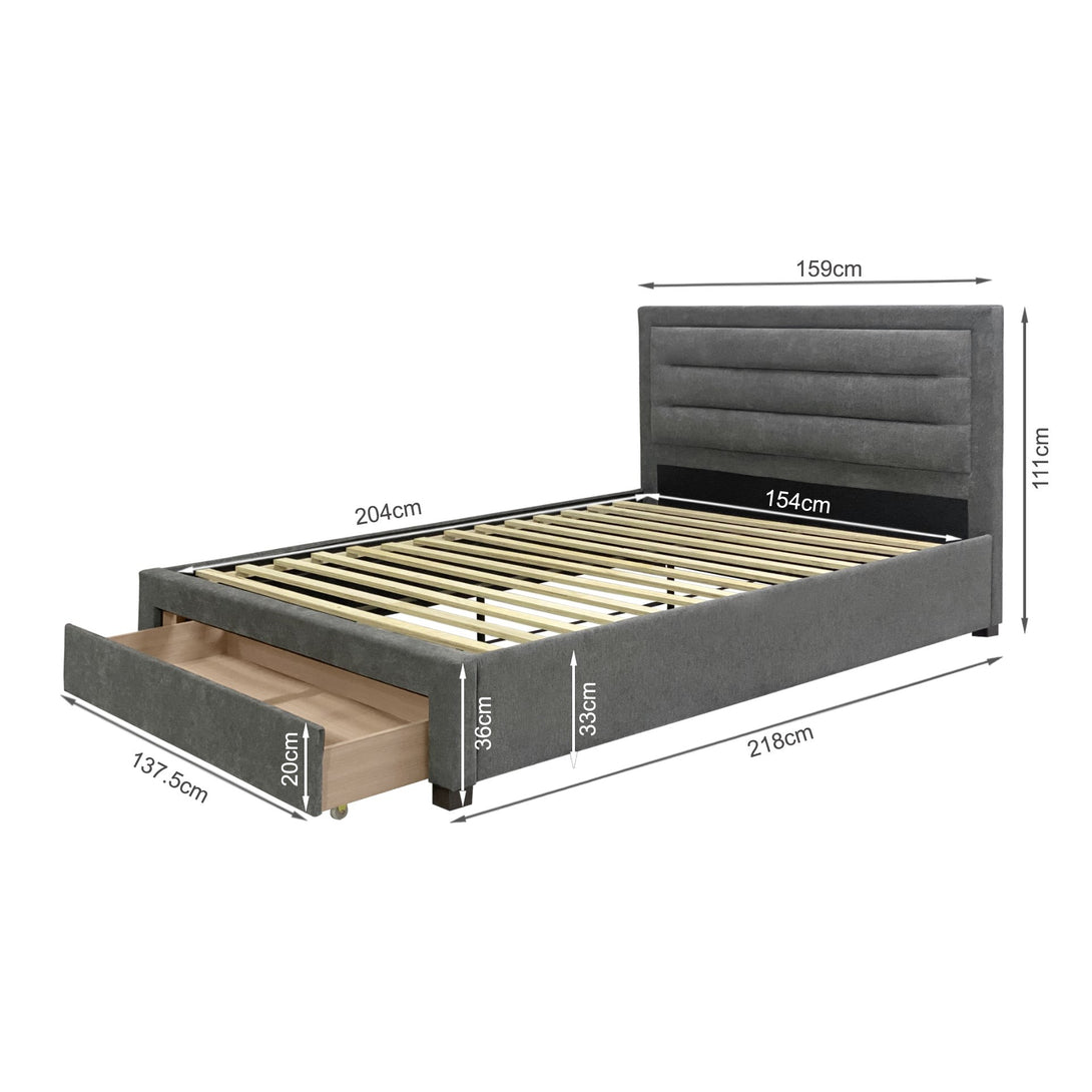 Walter Queen Bed Frame with Storage - Grey