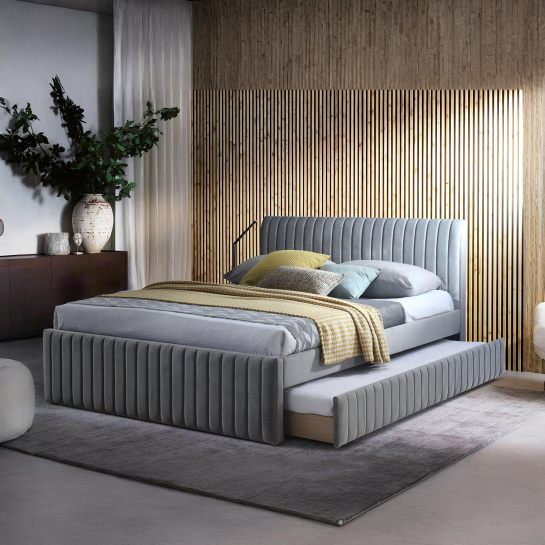 Tasman Queen with Single Trundle Bed Frame - Grey
