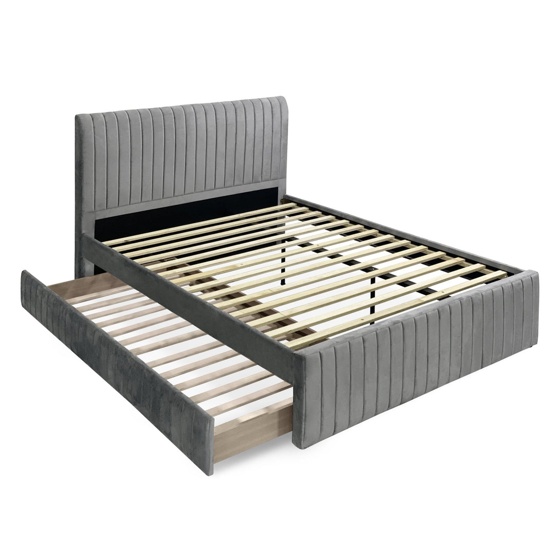 Tasman Queen with Single Trundle Bed Frame - Grey