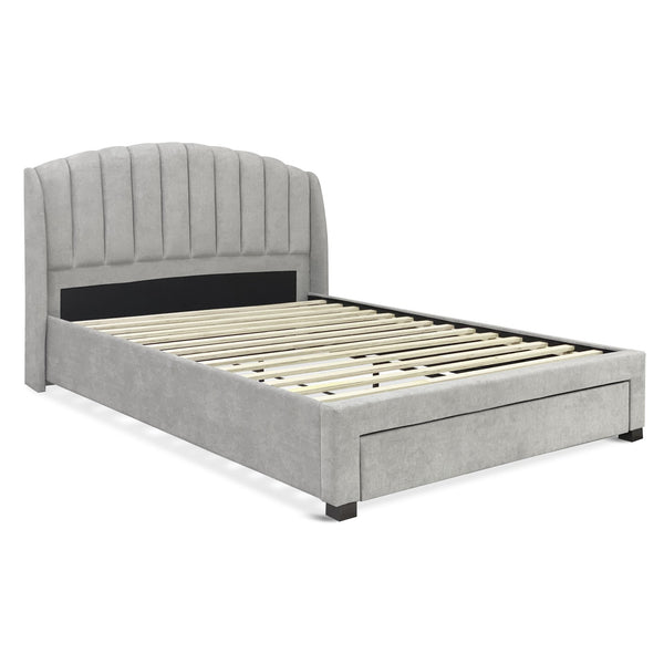 Barney Queen Bed Frame With Storage - Light Grey