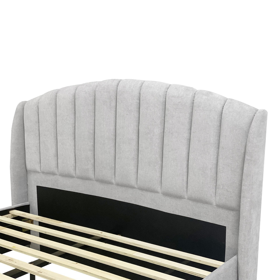 Barney Queen Bed Frame With Storage - Light Grey