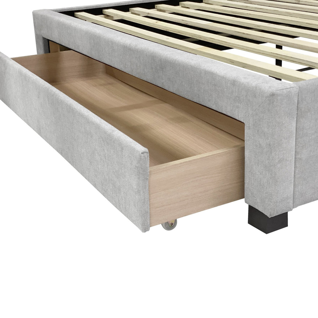 Barney Queen Bed Frame With Storage - Light Grey