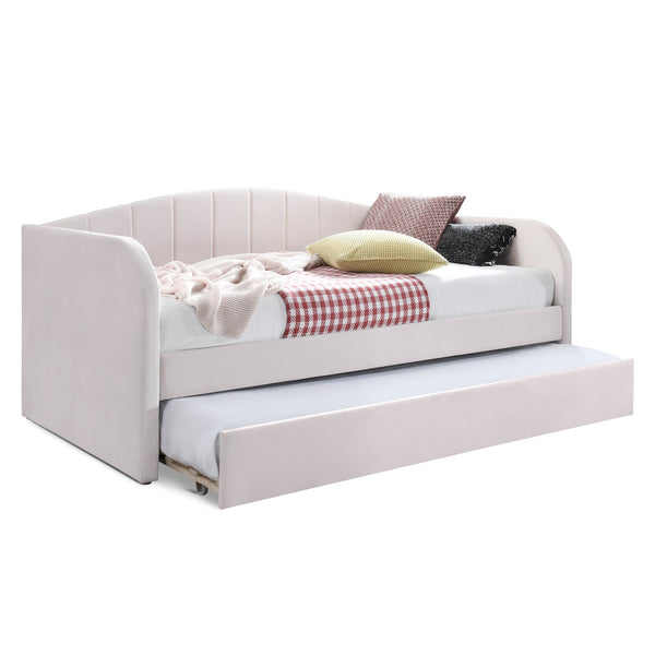 Majura Single Velvet Trundle Bed Frame - Pink