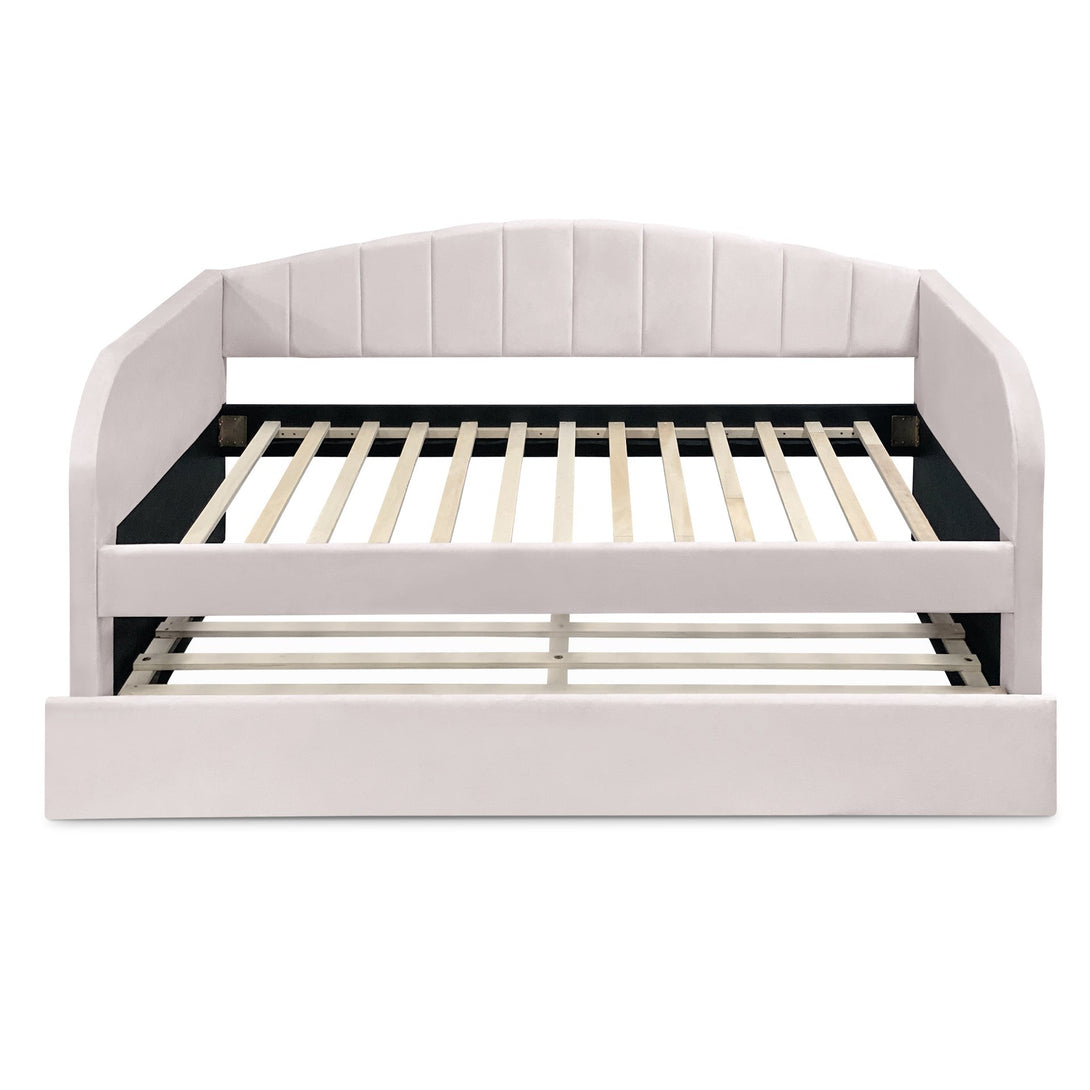 Majura Single Velvet Trundle Bed Frame - Pink