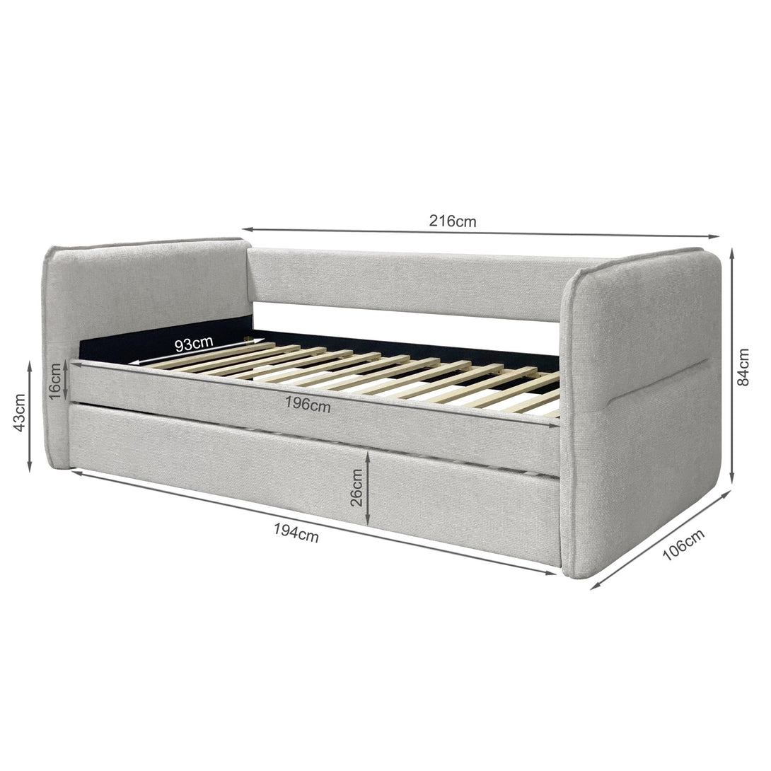 Joyce Single Trundle Bed Frame - Pearl