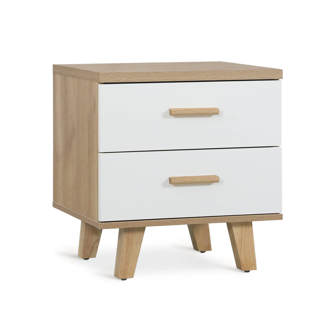 Alton Bedside Table - Natural + White 