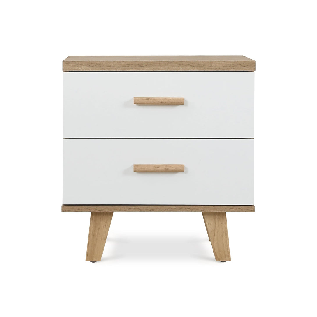 Alton Bedside Table - Natural + White 
