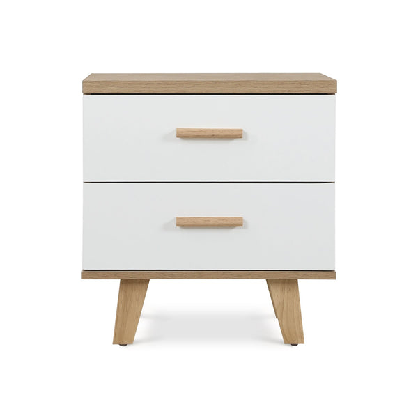 Alton Bedside Table - Natural + White 