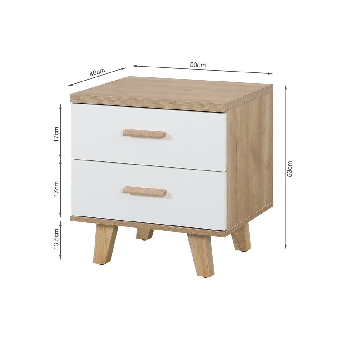 Alton Bedside Table - Natural + White 