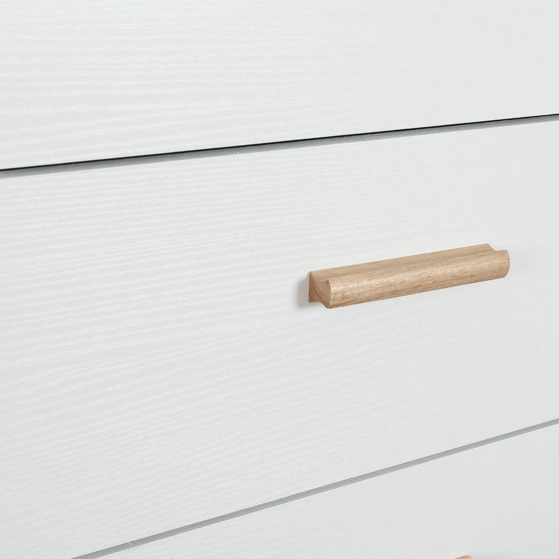 Alton Slim Tallboy 6 Drawers - Natural + White