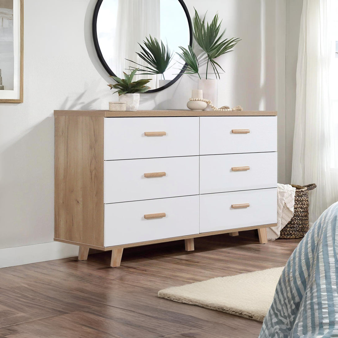 Alton Low Boy 6 Drawers - Natural + White  