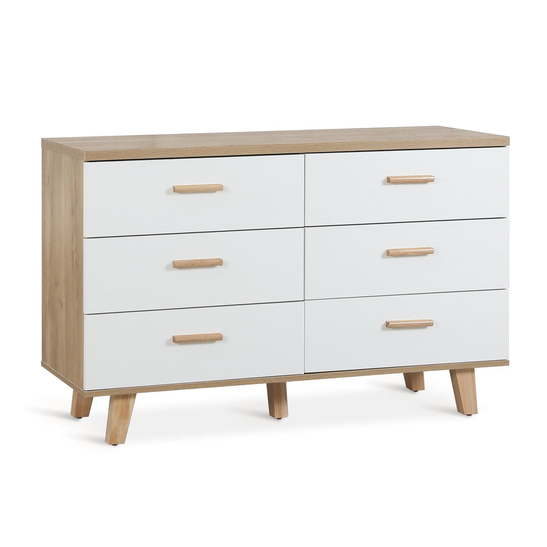 Alton Low Boy 6 Drawers - Natural + White  