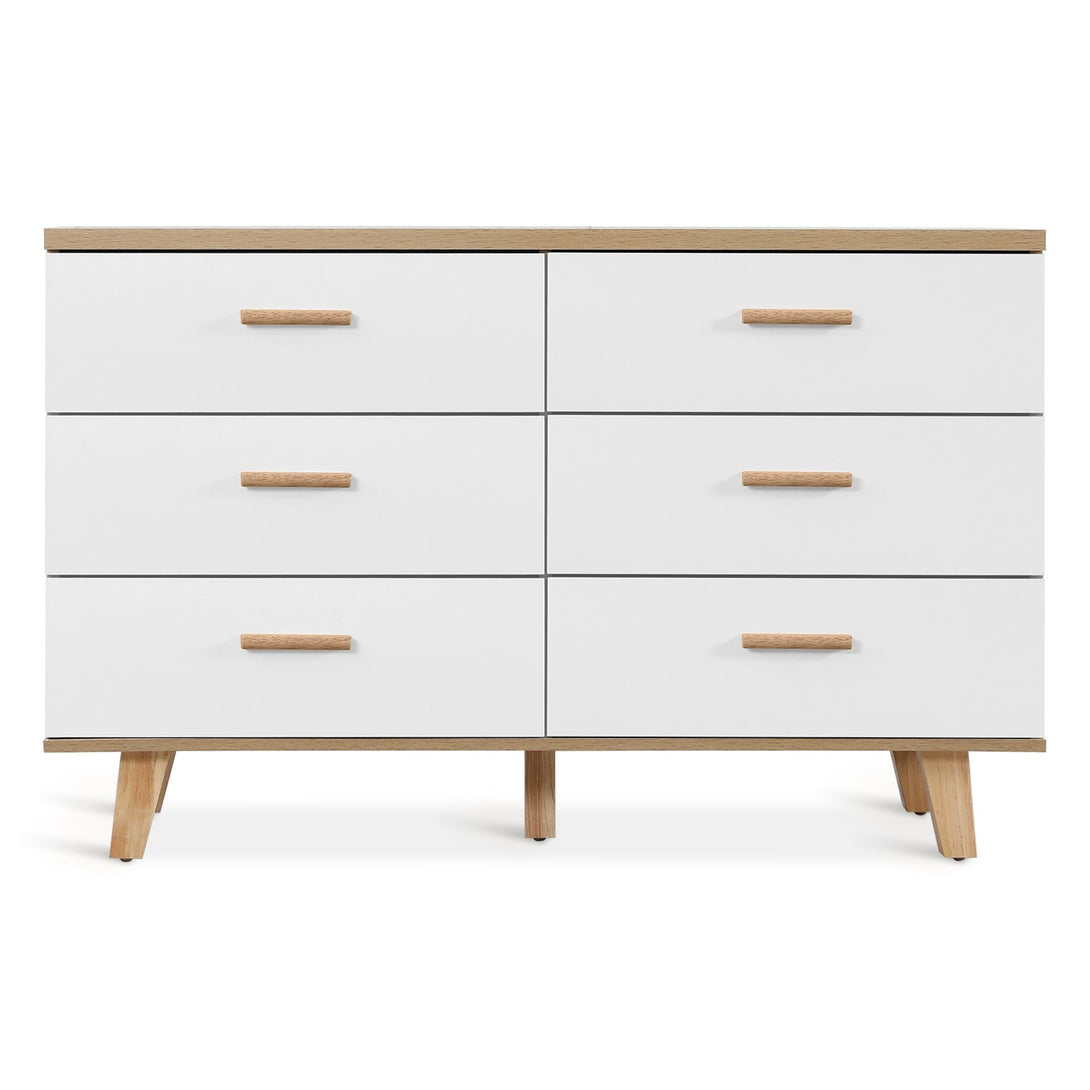 Alton Low Boy 6 Drawers - Natural + White  