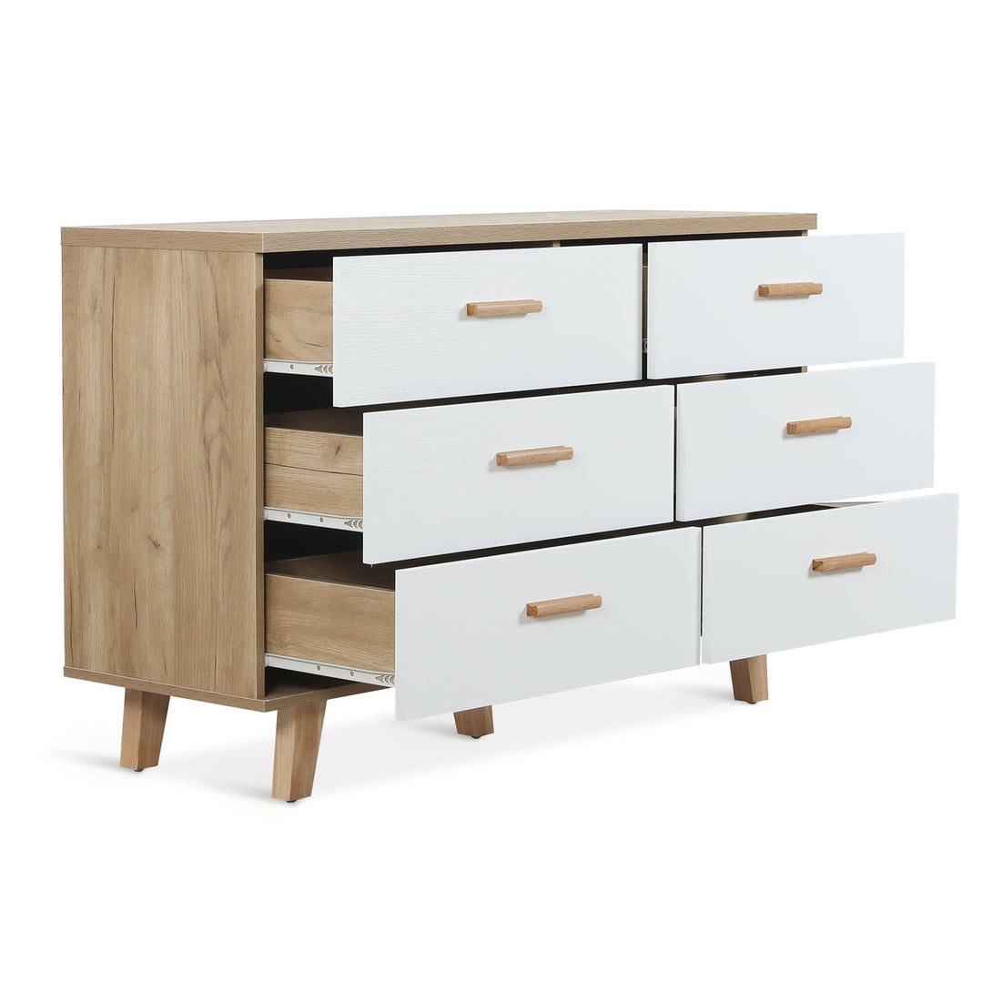 Alton Low Boy 6 Drawers - Natural + White  