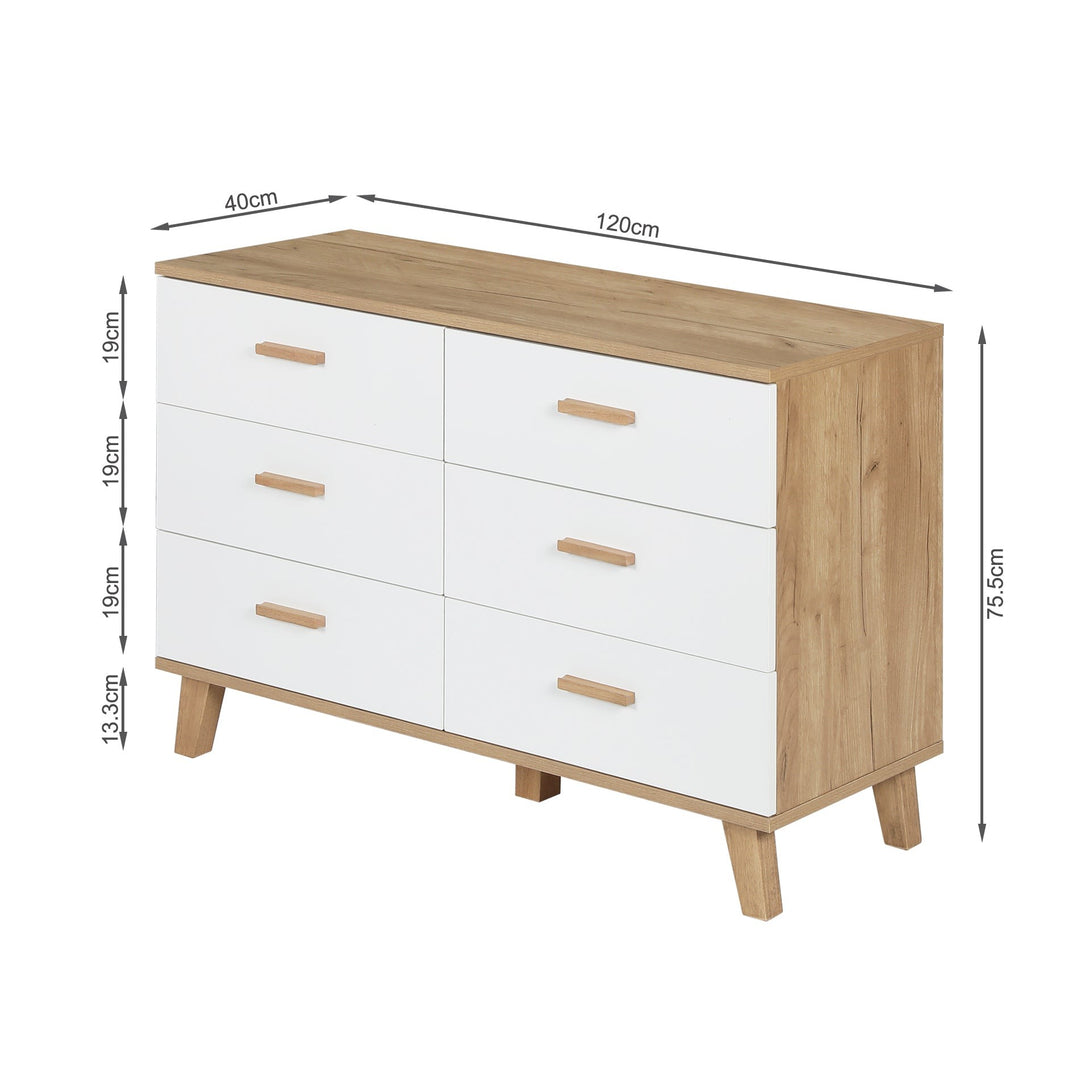 Alton Low Boy 6 Drawers - Natural + White  