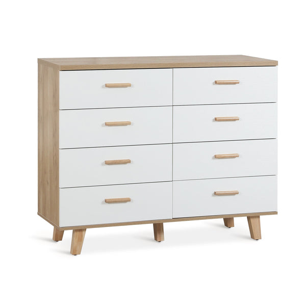 Alton Low Boy 8 Drawers - Natural + White
