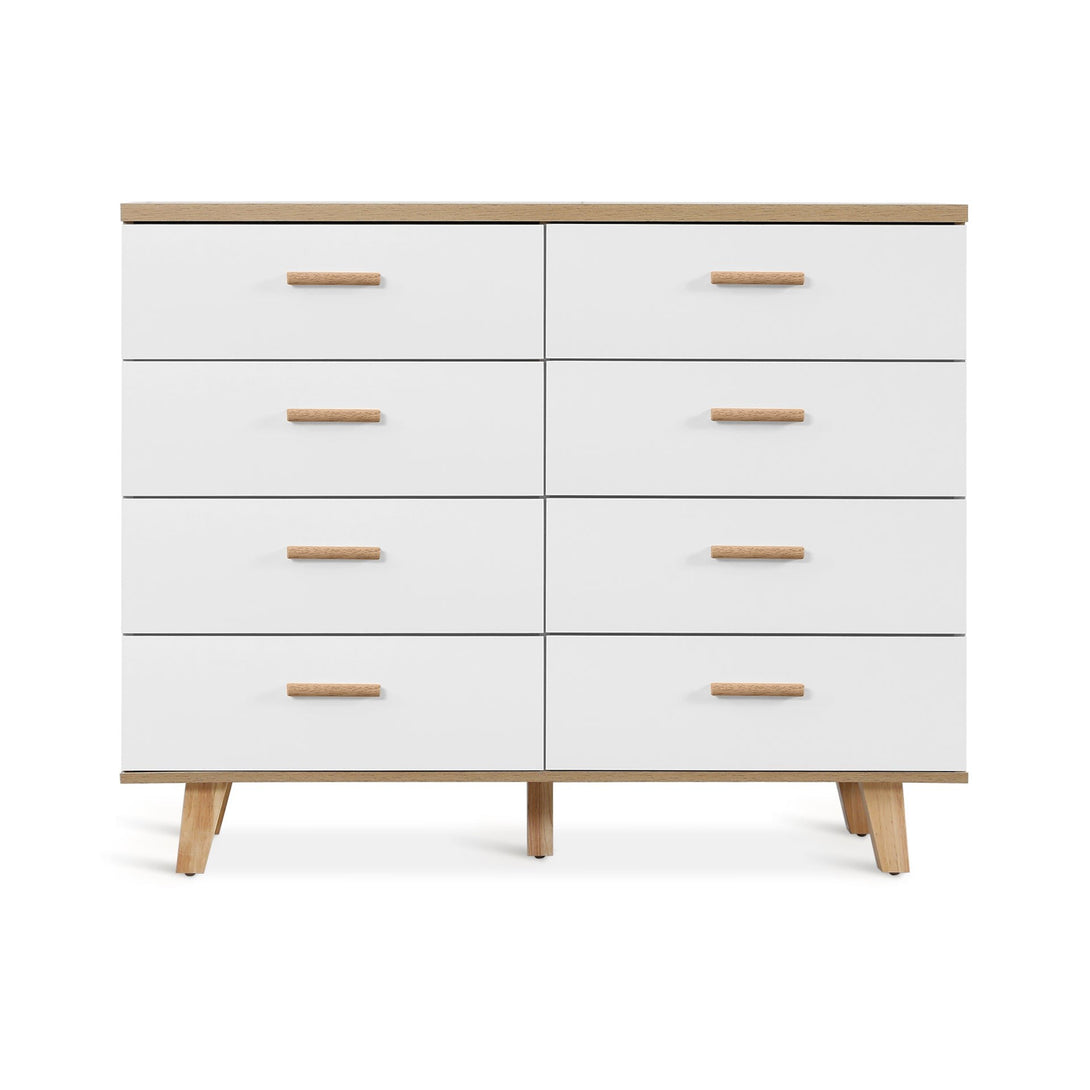Alton Low Boy 8 Drawers - Natural + White
