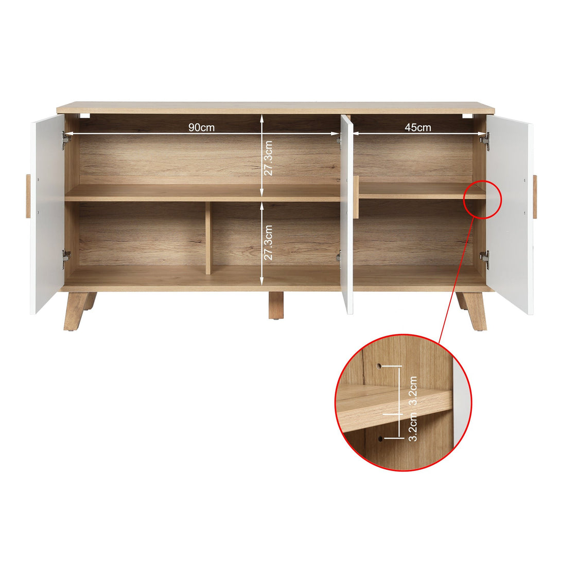 Alton Sideboard Buffet Table - Natural+White