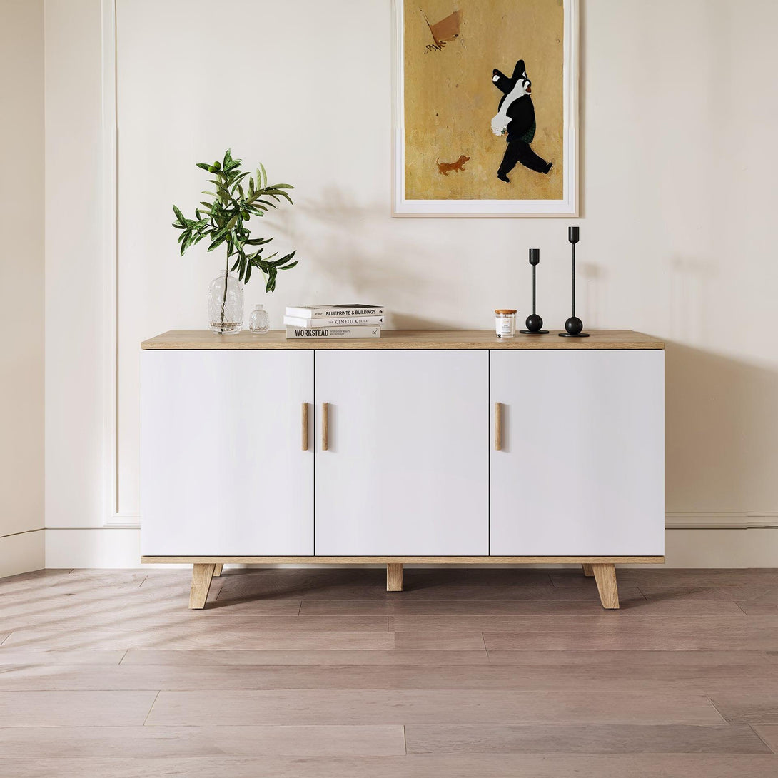 Alton Sideboard Buffet Table - Natural+White
