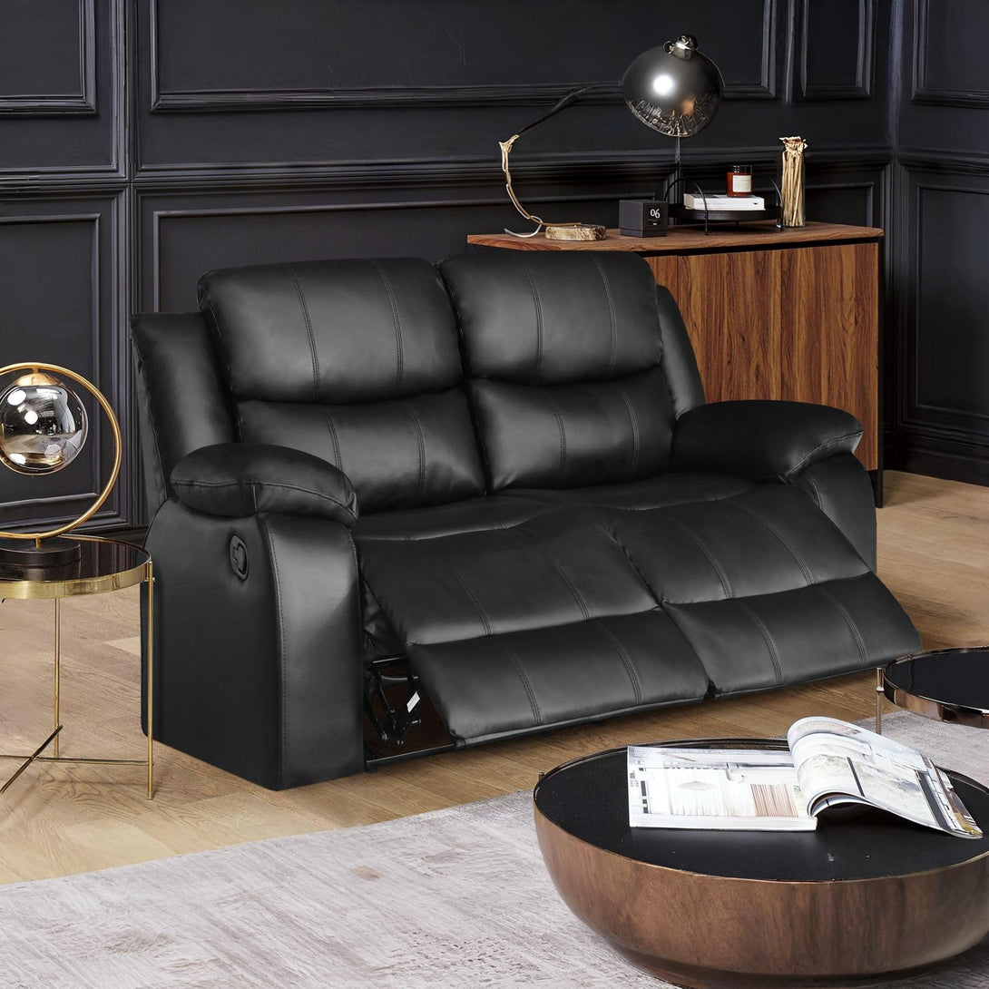 Wilson Manual 2 Seater Recliner Sofa - Black