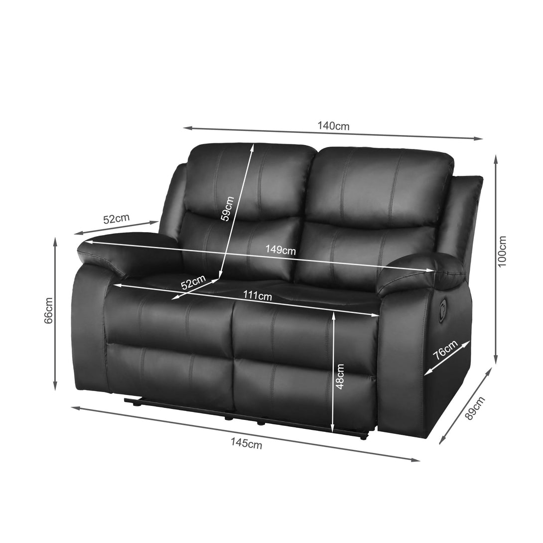 Wilson Manual 2 Seater Recliner Sofa - Black