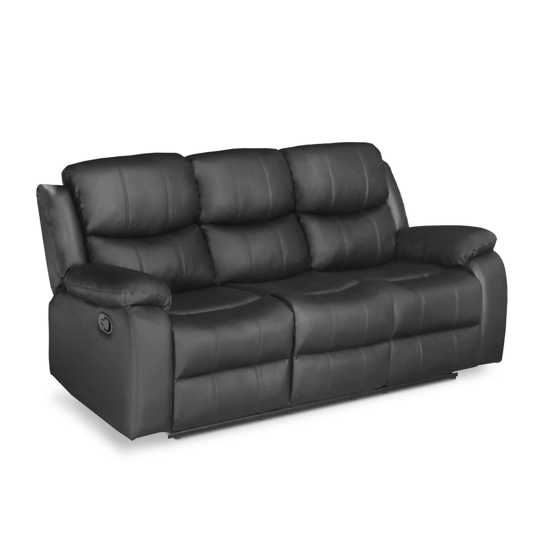 Wilson Manual 3 Seater Recliner Sofa - Black